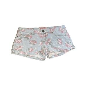 Floral Jean Short Shorts Rose Design Size‎ 5/6 Light wash Hippie Boho 2" Inseam